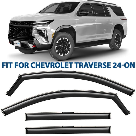 CLIM ART in-Channel Incredibly Durable Rain Guards for Chevrolet (Chevy) Traverse 2024-2026, Original Window Deflectors, Vent Window Visors, Vent Deflector, 4 pcs. - 624223