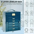 thumbnail image 2 of 6-Tier Jewelry Box Lockable Leather Jewelry Storage Case with 5 Drawers for Women Girls Ring Necklace Earring Bracelet Holder Organizer with Mirror Blue, 2 of 15