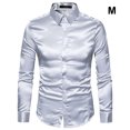 thumbnail image 4 of Sonducket Camisa Transpirable Para Hombre Satén Con Mangas Largas - Trabajo Boda O Casa Camisa Para Hombre Formal Manga Larga Grande Camisetas gris claro METRO, 4 of 6