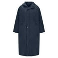 thumbnail image 5 of Busydd Mens Rain Jacket Casual Waterproof Windproof Light Jackets for Men Solid Color Button Long Rain Coats Long Sleeve Hooded Raincoats with Pockets L, 5 of 9