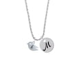 thumbnail image 2 of Delight Jewelry Silvertone Little Bird Initial - H - Silvertone Script Initial Disc - M - Charm Necklace, 20"+3", 2 of 4