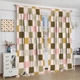 thumbnail image 4 of Plaid Curtains, Chess Abstract Lattice Colorful Background Window Treatments, Rod Pocket Thermal Insulated Drapes 2 Panel Sets for Bedroom Living Room Kitchen, 52" W X 84" L, 4 of 8