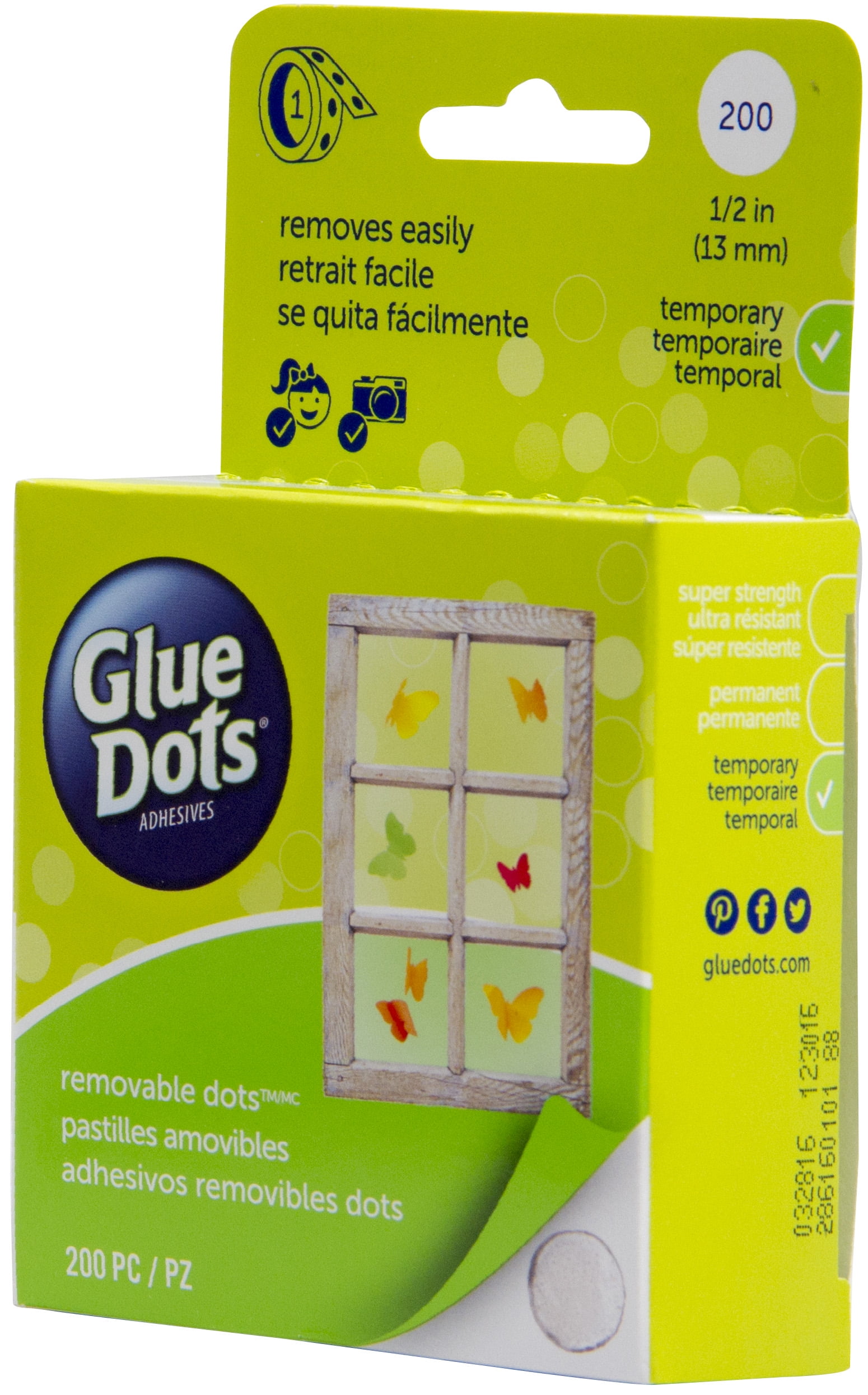 Glue Dots 0.5 Removable Clear Dot Roll, 200 Count 