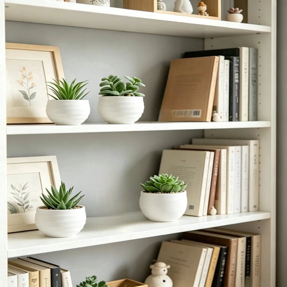Fake plants, Set of 4 Succulents Plants Artificial in Pots Small Fake Plants for Bedroom Aesthetic Living Room Shelf Bathroom Decor Office Desk Accessories