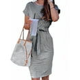 thumbnail image 3 of UVN Summer Dresses for Women Striped T Shirt Dress Casual Midi Dress Short Sleeve Sundress with Pockets, 3 of 8
