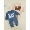 thumbnail image 3 of RUINIXCW Baby Boy Romper Long Sleeve Round Neck Letter Embroidery Jumpsuit Newborn Footless Pajamas, 3 of 9
