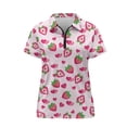 thumbnail image 6 of Whosucclay 1/4 Zip Sport Shirt, Strawberry and Heart Print Polyester Lightweight Easy Wash Golf Athletic Short Sleeve Shirt for Hiking Tennis Summer Size Small, 6 of 10
