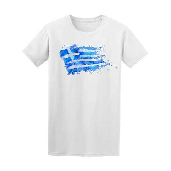 Big Greek Flag Colorful Splashes T-Shirt Men -Image by Shutterstock, Male XX-Large