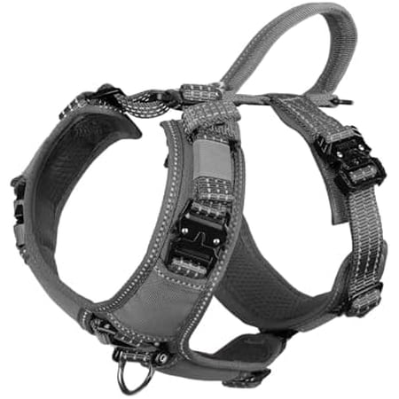 Dog Strap Harness with All-Metal Hardware for Small Sized Dog K9 Vest Y-Shape Soft Padding Adjustable Pet Harness No-Pull Front Leash Clip (Small (Pack of 1) Grey)