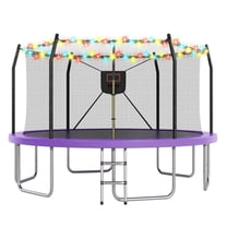 14FT Outdoor Recreational Trampoine for Kids and Adults, SHINPT Large Trampoline with Lights and Basketball Hoop, Heavy Duty Trampoline with 1500lbs Capacity, 14FT Big Trampoline for Backyard, Lawn