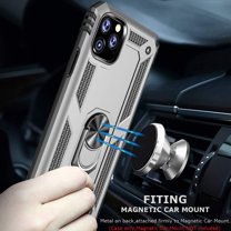 iPhone 11Pro 5.8 inch Case, Dteck Magnetic Shockproof Adsorption Hard Armor Ring Holder For Car Mount with Kickstand/Military Grade Drop Case For Apple iPhone 11 Pro 5.8", Silver
