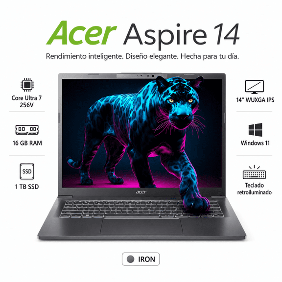 Laptop Acer Aspire 14 AI Copilot+ PC 14" WUXGA Intel Core Ultra 7 16GB RAM 1TB SSD