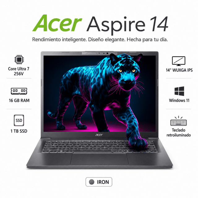 Laptop Acer Aspire 14 AI Copilot+ PC 14" WUXGA Intel Core Ultra 7 16GB RAM 1TB SSD