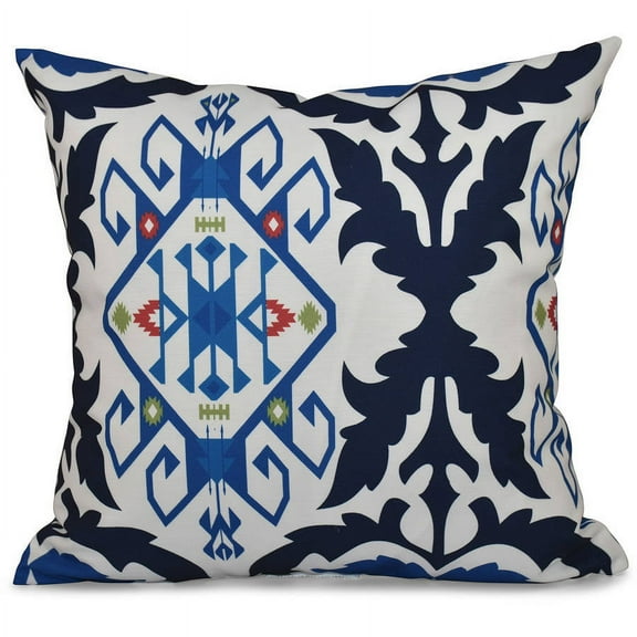 Simply Daisy 16" x 16" Bombay Medallion Geometric Outdoor Pillow, Navy