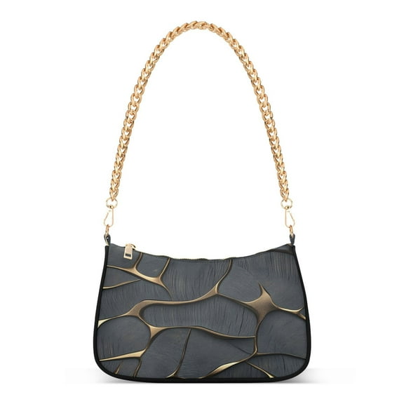 Ryvnso Marble with Golden Womens Chain Shoulder Bag Tote Handbags Clutch Hobo Purse with Zipper for Travel