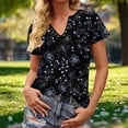 thumbnail image 2 of Tnhcen Women's Summer Floral Print Top, Snap Button V-Neck Short Sleeve Blouse, Soft Breathable Casual T-Shirt for Women, Sizes S-2XL, 2 of 6