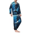 thumbnail image 2 of Fuzoiu Ice Blue Ocean Cute Dolphin Print Men's Long-Sleeved Pajama,Lounge Button Down Nightwear,Mens Notch Collar Pajama Set -XX-Large, 2 of 7