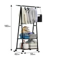 thumbnail image 3 of Metal Clothing Rack with Shelves, Heavy Duty Clothing Rail Hanger, Garment Coat Rack Hanging Organizer, Home Office Cloth Rack with Rotary Bottom Wheels, 3 of 8