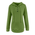 thumbnail image 4 of QUYUON Ladies Sweatshirts Women Casual Button Long Sleeve Hoodies Pullover Sweatshirt Hooded Tops with Pockets Drawstring Soft Lightweight Fall Sweatshirts Winter Shirts Green XL, 4 of 5