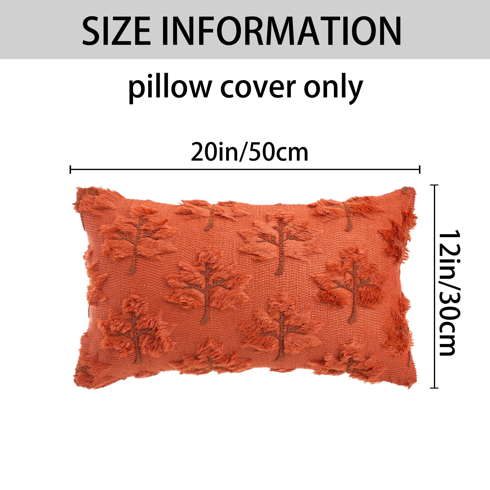 Unique Bargains Maple Leaves Embroidery Throw Pillow Covers Brown 20" x 12"
