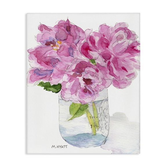Stupell Industries Shabby Chic Pink Peonies in Classic Canning Jar Canvas Art, 16 x 20, by Melissa Hyatt