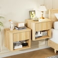 thumbnail image 5 of Zimtown Fluted Floating Nightstand Set of 1, End Table Wooden Bedside Table Large Capacity Easy to Assemble, Oak, 5 of 10