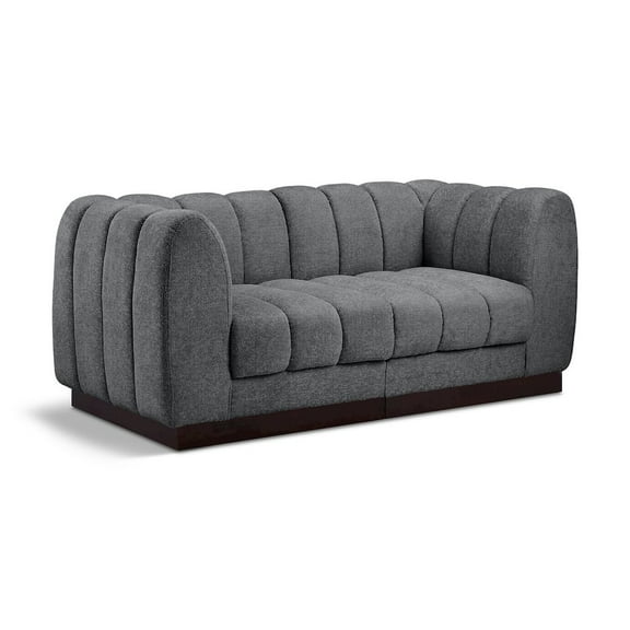Meridian Furniture Quinn 2-Piece Contemporary Fabric Modular Sofa in Dark Gray