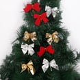 thumbnail image 4 of Pack of 12 Christmas Bows 12*15 cm Christmas Tree Bows Christmas Glitter Bows Glitter Christmas Tree Decoration Decoration Gift Christmas Decoration Bows for Christmas Tree Red, 4 of 9