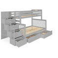 thumbnail image 3 of Bedz King Pine Wood Twin over Full Stairway Bunk Bed with 2 Drawers in Gray, 3 of 9