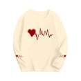 thumbnail image 5 of SERTG Girls Heart Print Valentine Crewneck Pullover Sweatshirt Long Sleeve Spring Summer Comfortable Casual Tops for Kids(Beige#1,11-12 Years), 5 of 6