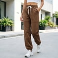 thumbnail image 5 of ZHYou No Boundarie Women's Jogger Sweatpants Elastic Drawstring Waist Seamed Panel Loose Baggy Casual Athletic Jogging Pants,Brown,Size 3XL, 5 of 6
