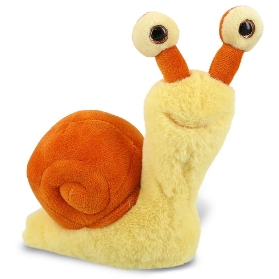 DolliBu Plush Snail Stuffed Animal - Soft Huggable Big Eyes Orange Snail, Adorable Playtime Land Snail Plush Toy, Cute Wild Life Cuddle Gifts, Super Soft Animal Toy for Kids and Adults - 5.5 Inch