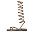 thumbnail image 2 of Jeffrey Campbell Slinky Tan Snake Combo Squared Toe Snake Printed Flat Sandal (Tan Snake Combo, 8.5), 2 of 4