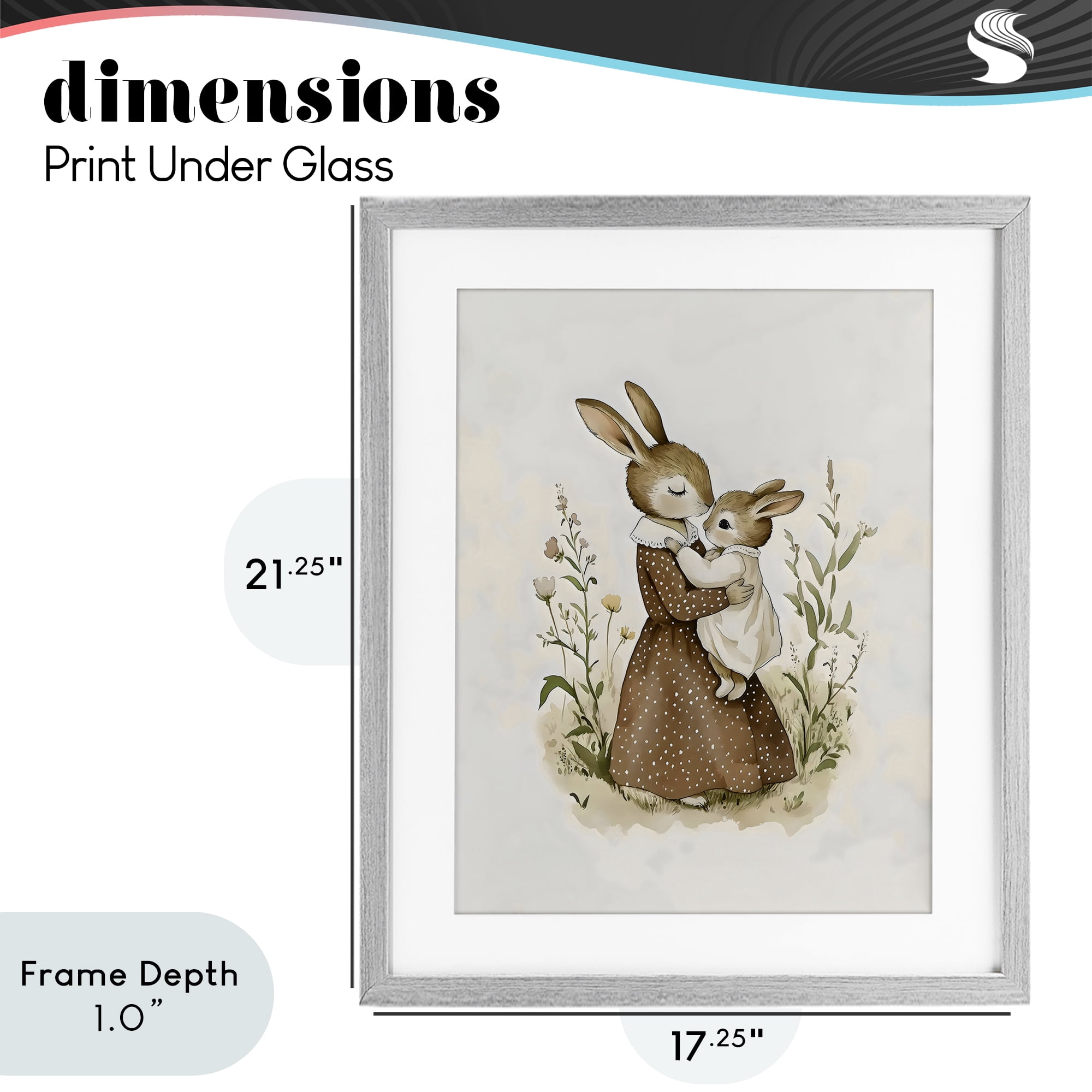 Stupell Industries A Mother's Love Rabbits Gray Framed Print Under Glass, design by Arlington Prints