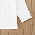 thumbnail image 5 of WOYY Big Boys Cotton Linen Henley T-Shirt 3/4 Sleeve Solid Color Casual T Shirt, 5 of 6