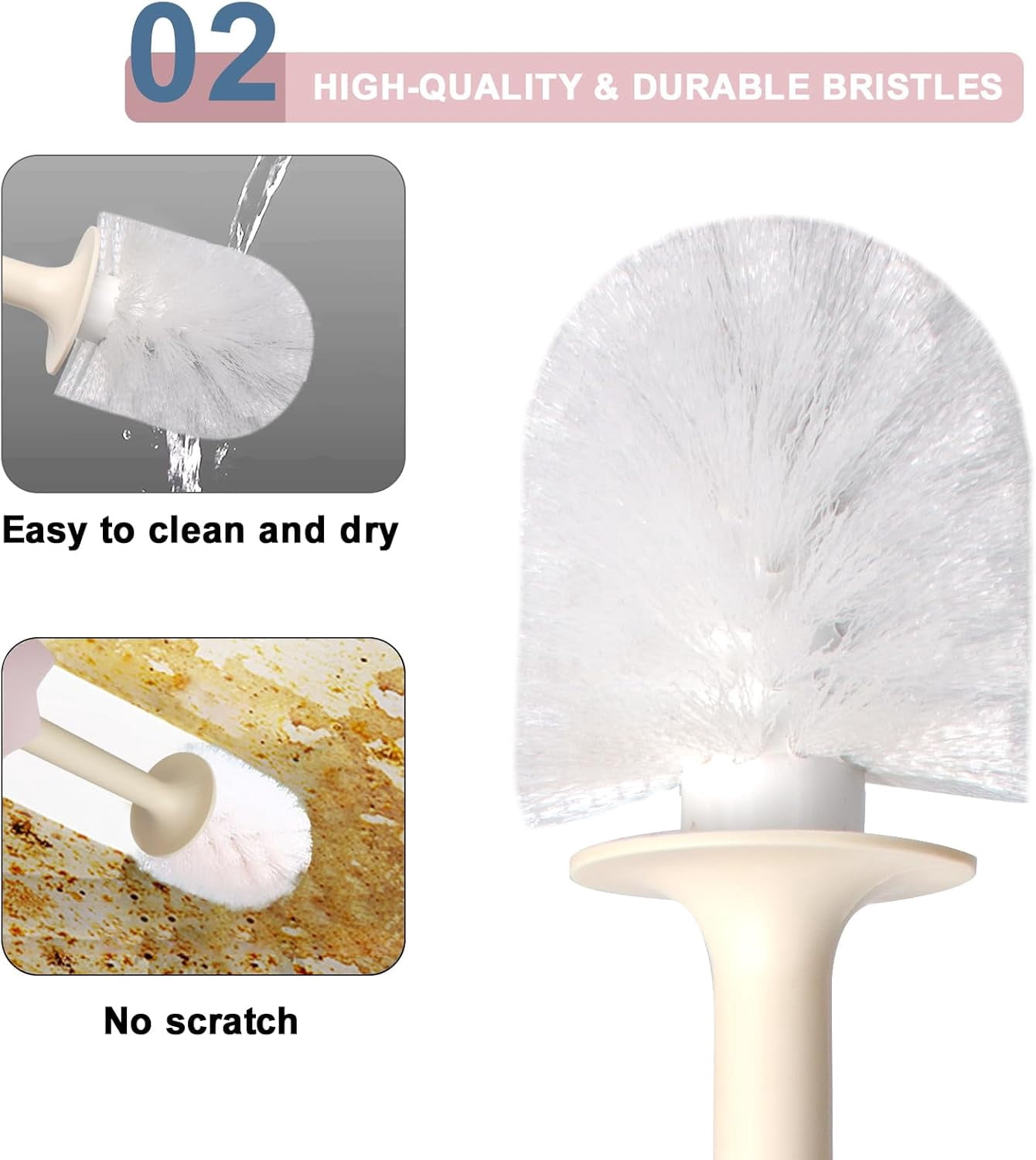 Toilet Brush, Pink, TPR Bristles