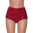 thumbnail image 4 of Women's High Waisted Full Coverage Bikini Bottom Ruched Bathing Suit Bottoms for Women Tummy Control Swim Bottoms Red M, 4 of 4