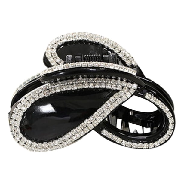 Pinza para el pelo con diamantes de imitación, elegante pinza para la mandíbula para mujer, tocado creativo, accesorio para el cabello, talla M, color negro