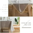 thumbnail image 3 of Square Tablecloth Cotton and Linen Fabric Table Cloth with Tassel Modern Washable Table Cloth for Kitchen Table Decoration (Fashion Brown, Square, 140 x 140 cm, 4 seats), 3 of 7