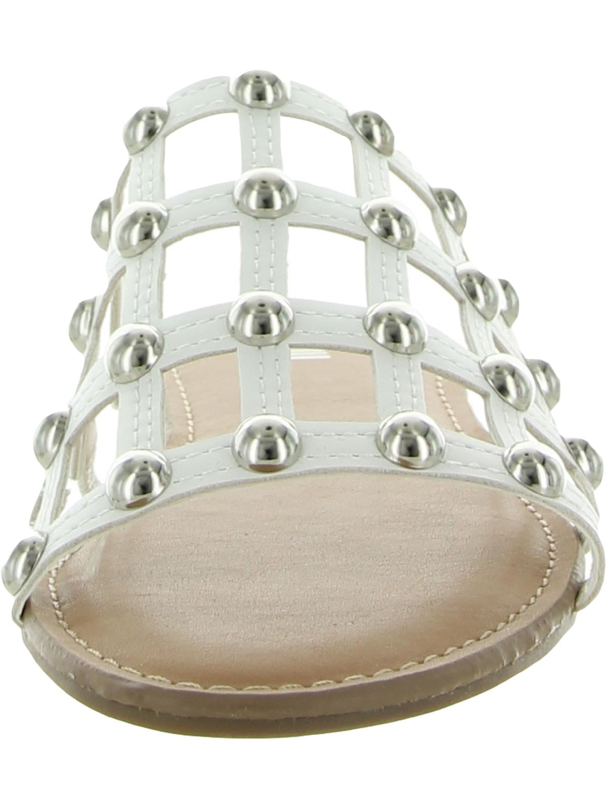Bar III Womens Pecanna Faux Leather Open Toe Flat Sandals