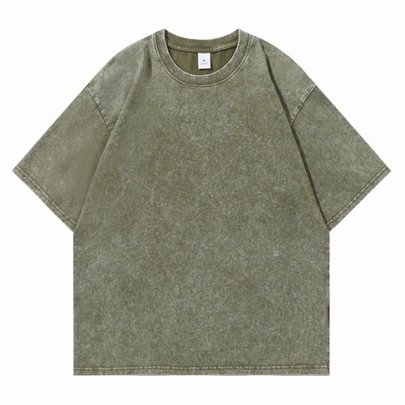 American Style Retro Heavyweight Solid Color Short Sleeved T-shirt Men Women Summer Street Trendy Washed Old Oversized Clothes