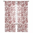 thumbnail image 2 of Farmhouse Red Semi Sheer Curtains 72 Inch Length 2 Panels Set, Vintage Flower Leaf Botanical Plant Sheer Kitchen Curtain Privacy Voile Window Curtain for Living Room Bedroom Rod Pocket Drapes, 2 of 7