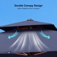 thumbnail image 6 of PURPLE LEAF OUTDOOR 9 x 12ft Rectangular Umbrella with Base Outdoor Offset Umbrellas Windproof Wood Grain Large Patio Umbrella Cantilever Umbrella, Navy Blue, 6 of 12
