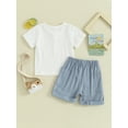 thumbnail image 4 of Suealasg Toddler Baby Boy 2Pcs Summer Clothes 6M 1T 2T 3T Kids Boy Hawaiian Beach Casual Shorts Sets Short Sleeve Solid Color T-shirt Tops+ Elastic Shorts, 4 of 9