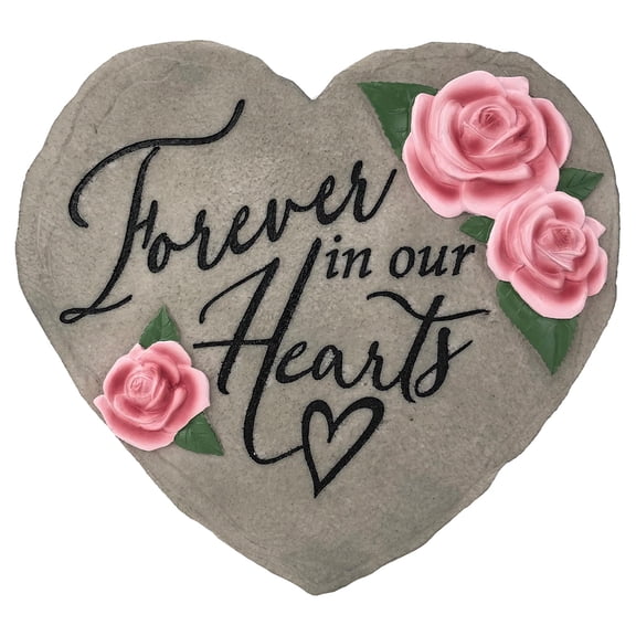 Spoontiques - Garden Décor - Forever in Our Hearts Stepping Stone - Decorative Stone for Garden