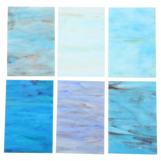 Glass Stained Tiles Mosaic Sheet Crafts Ripple Ceramic Varietywater Kit Sheets Pieces Colorful Broken Square Blue Craft
