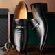 thumbnail image 1 of Mocasines hechos a mano de piel patentada para hombre, zapatos casuales de marca de lujo para hombre, mocasines italianos, zapatillas negras, zapatos formales (27 cm), 1 of 2