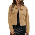 thumbnail image 1 of Plus Size Casual Cropped Corduroy Button Down Jacket for Comfortable Layering and Fashionable Styling, 1 of 7