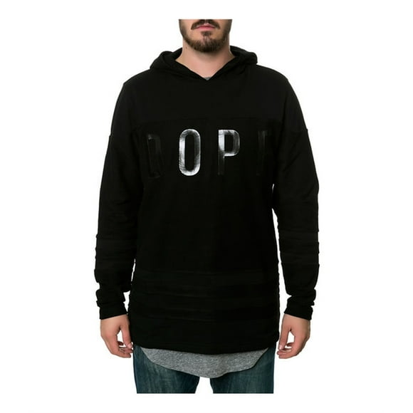 DOPE Mens the Front Print Hockey Hoodie Sweatshirt, Black, Large