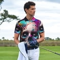 thumbnail image 3 of Rateoe Modern Abstract Colorful Skull B Pattern Men's Short Sleeve Polo Shirts, Golf Polo Shirts Short Sleeve Performance Moisture Wicking Dry-XX-Large, 3 of 6